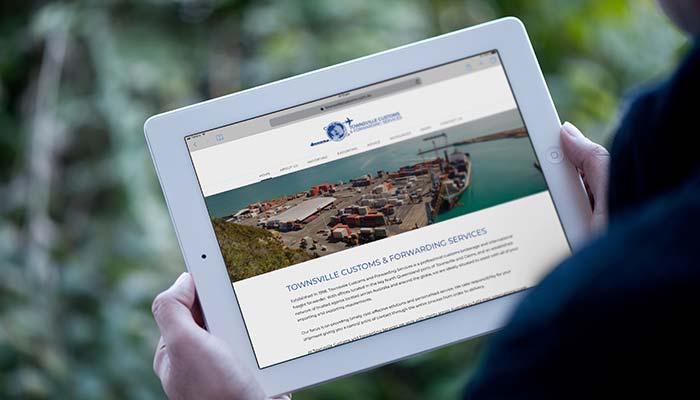 Website design by Roxanne Grey for Townsville Customs and Forwarding Services
